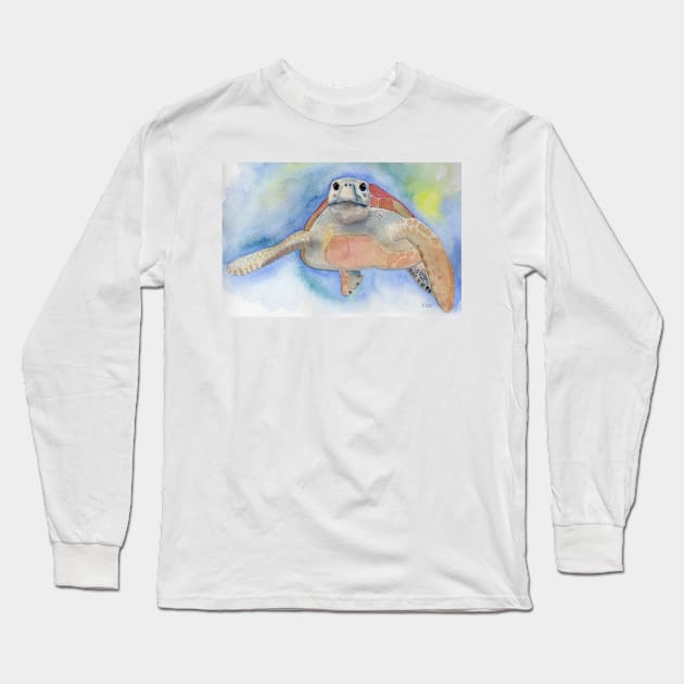 Sea Turtle in Watercolor Long Sleeve T-Shirt by Sandraartist